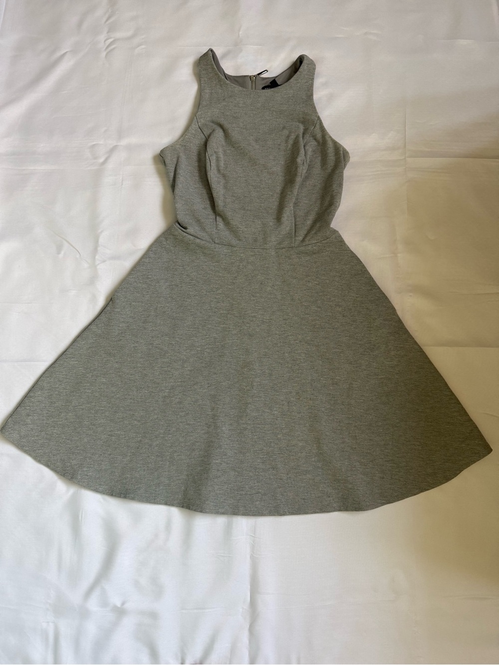 White House Black Market Grey Sleeveless Fit & Flare Mini Dress
